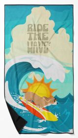 Surfer Dog Lemon Basset Hound Premium Beach Towel Oversized Towel Beach Blanket, Pool, Beach Essentials, Yoga, Premium Bath Towel, Quick Dry Plus