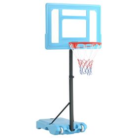 Poolside Basketball Hoop Stand, 36.5"-48.5" Height Adjustable Portable Hoop System w/ Clear Backboard & Fillable Base for Whole Family, Blue, Bla (Option: Multi Color-605x180x850 mm)