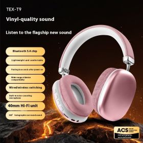 TEX-T9 Bluetooth Headset Wireless Headphone Head-mounted (Option: Pink)